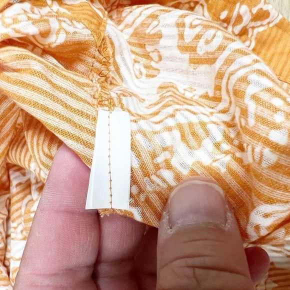 Zara Womens Orange Paisley Print Knotted Crop Top Button Up Blouse Size S - Picture 8 of 8